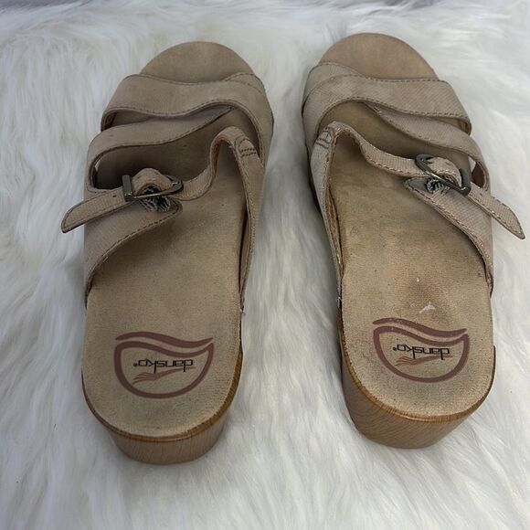 Dansko Beige Nubuck Woodgrain Mule Slide Sandals Sz 40/US. 9.5-10 - Picture 3 of 10